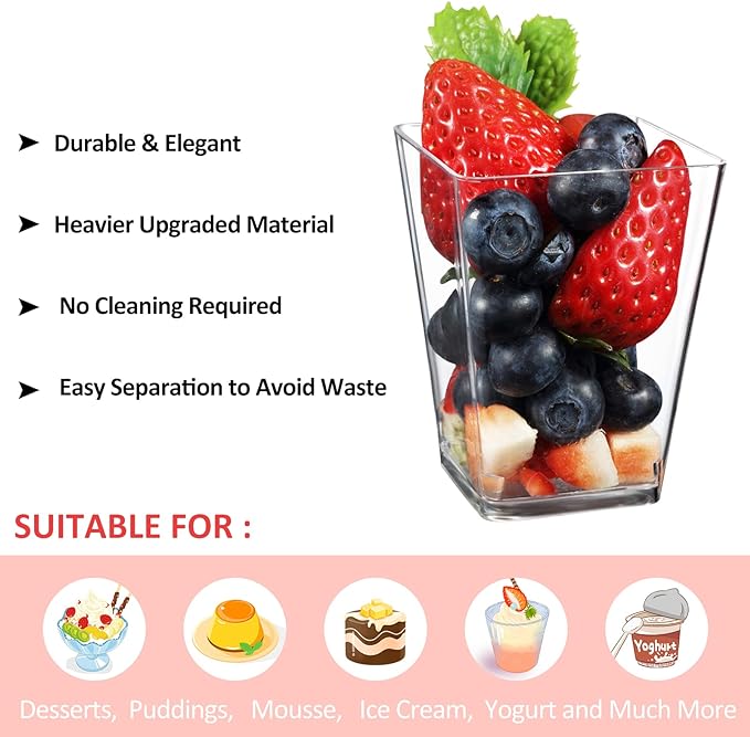 Eupako 160 Pack 5 OZ Plastic Mini Dessert Cups - Image 3