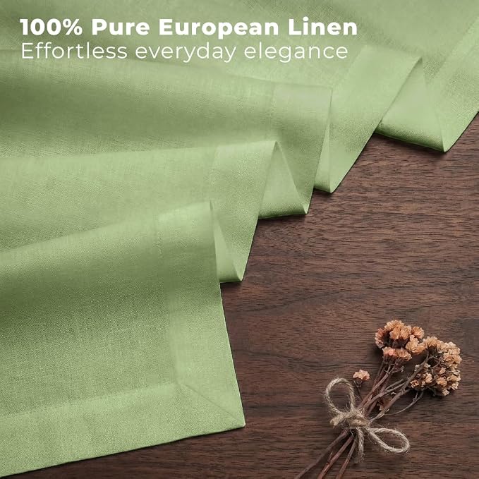 Classic Linen™ by D'Moksha Sage Green Table Runner 90 Inches Long, 100% Pure - Image 2