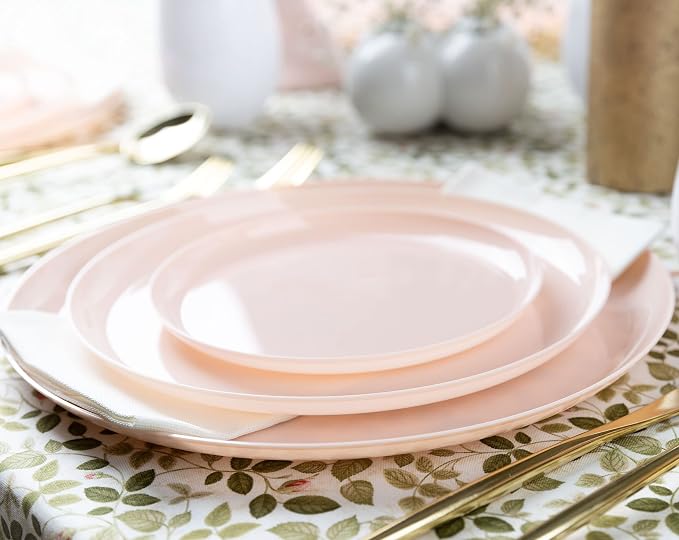 Pink Plastic Party Plates Edge Collection Premium heavyweight Elegant - Image 3