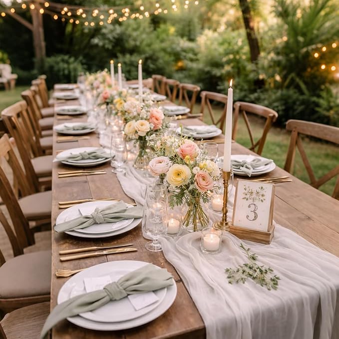 6 Pack White Cheesecloth Table Runner - Image 7