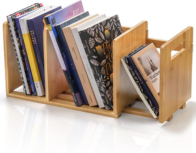 ZOOFOX Bamboo Desktop Bookshelf, Expandable Desktop Organizer, Small Display by zoofox