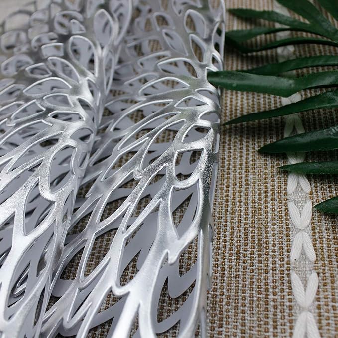 15 Inch Silver Round Placemats for Dinner Table Set of 6 | AdasBridal Placemats - Image 6