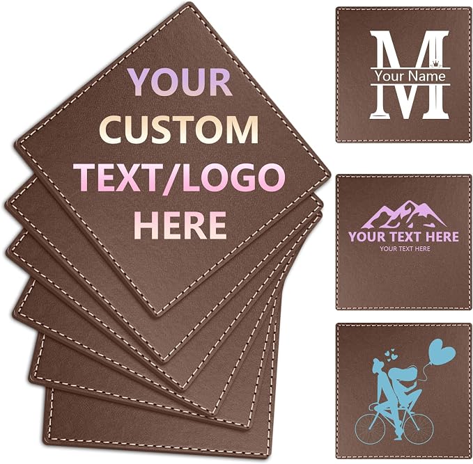 Custom Personalized Leather Coasters by Vebermo