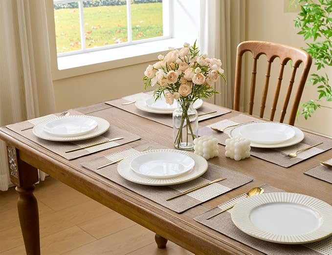 Wracra Linen Placemats Set of 4, Macrame Place Mats - Image 2