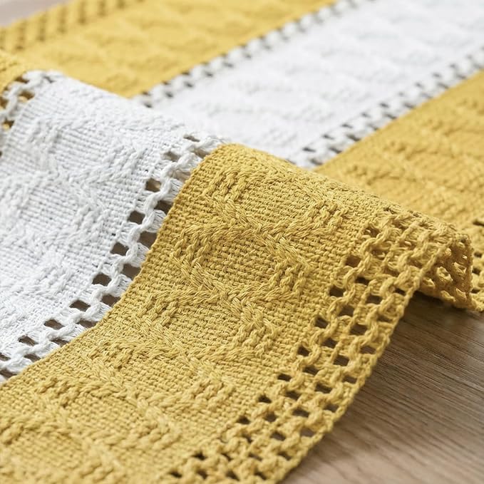 Artoid Mode Yellow Farmhouse Woven Table Runner 12x90 Inch | Holiday Rustic - Image 6