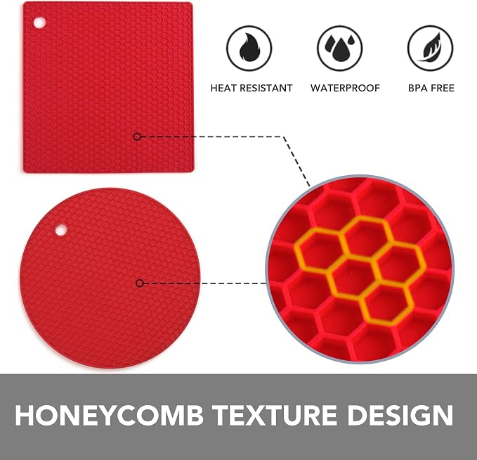 4 Pack Trivets for Hot Dishes | Hot Pads for Kitchen, Silicone Pot Holders for - Image 3