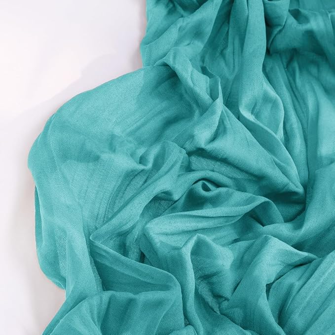DeZerlor Teal Green Cheesecloth Table Runners 4 Pack Summer Boho Runners | - Image 3