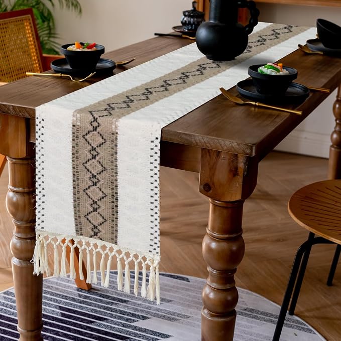EMMTEEY Macrame Table Runner Boho Style 108 Inches Long, Scratch & Heat - Image 6