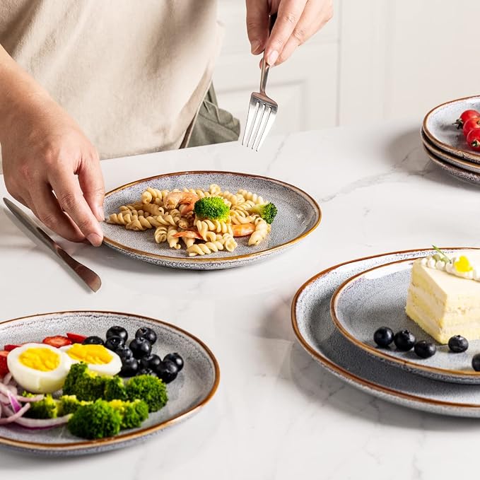 AmorArc Ceramic Plates Set of 6, 8.5 Inch Stoneware Small Dinner Plates Set | - Image 4