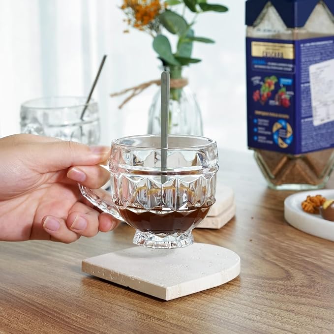 Travertine Coaster Set of 4, Natural Marble Coasters - Image 5