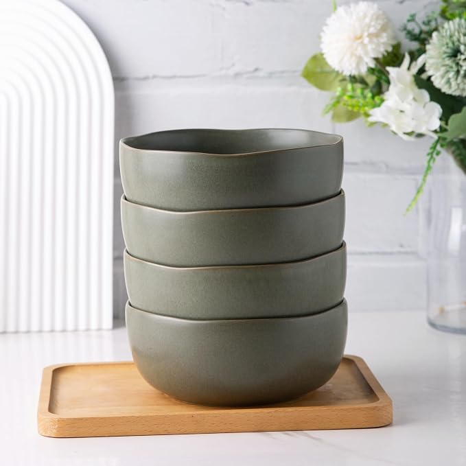 AmorArc Stoneware Cereal Bowls for Kitchen, 28oz Large Ceramic Soup Bowls Set - Image 8