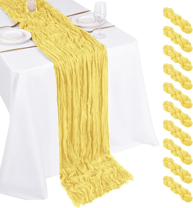 10 Pack Light Yellow Cheesecloth Table Runner 17x108 Inch Boho Gauze Cheese by Unknown