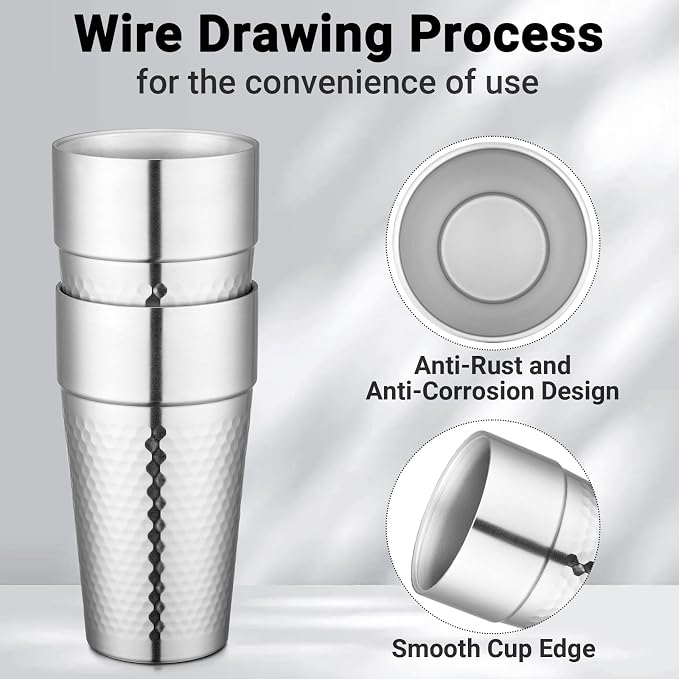 Beasea Stainless Steel Cups 19 oz, 8 Pack Large 18.6oz 550ml Stainless Steel - Image 3