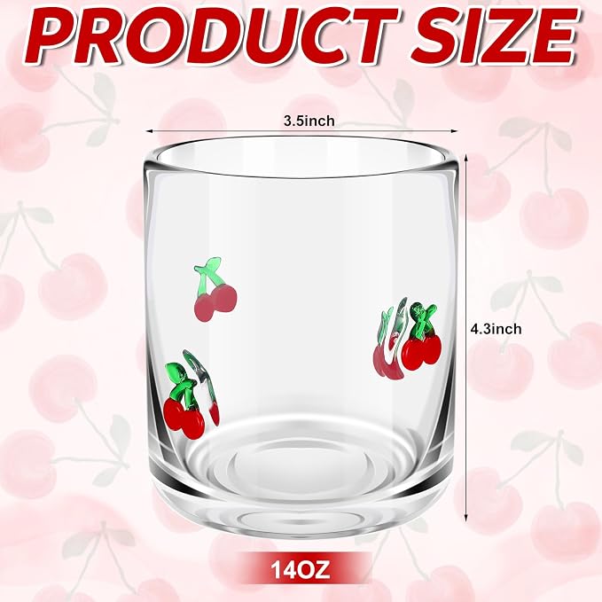 SiliFine 2 Pcs Cherry Icon Juice Glasses - 14oz Red Cherry Stemless Wine - Image 4