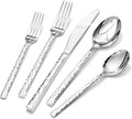 40 Piece Hammered Silverware Set, 18/10 Stainless Steel Flatware Set by KINGSTONE