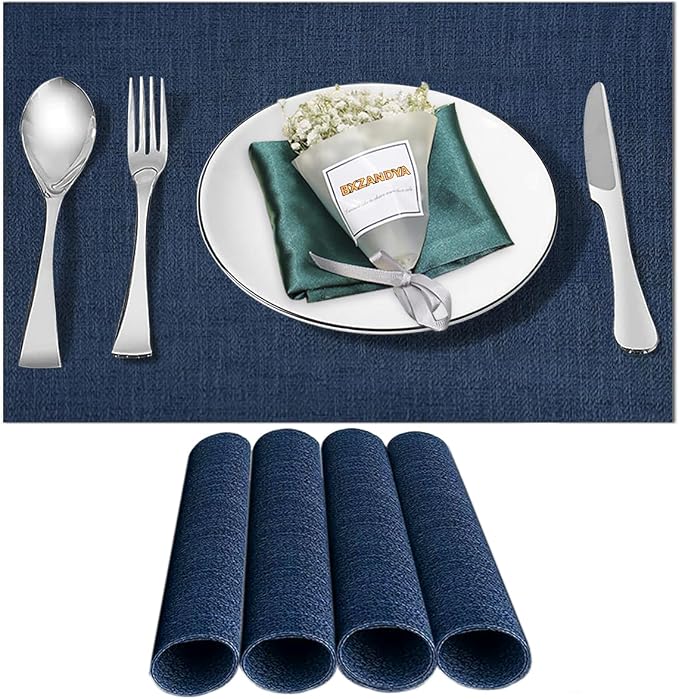 Placemats Set of 4, Vinyl PVC Heat Resistant Washable Placemats Set, Non Slip by BxzanDya-LifeSmartMaker