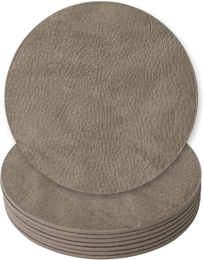 Set of 8 Morgan Faux Leather 4 Inch Round Coasters, Heat & Water Absorbent - Image 3