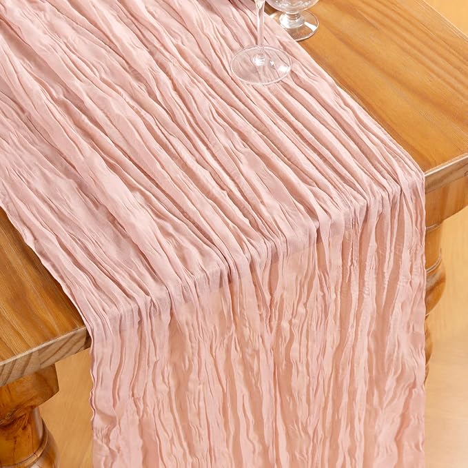 DeZerlor Dusty Pink Cheesecloth Table Runners 6 Pack Summer Boho Runners | - Image 4