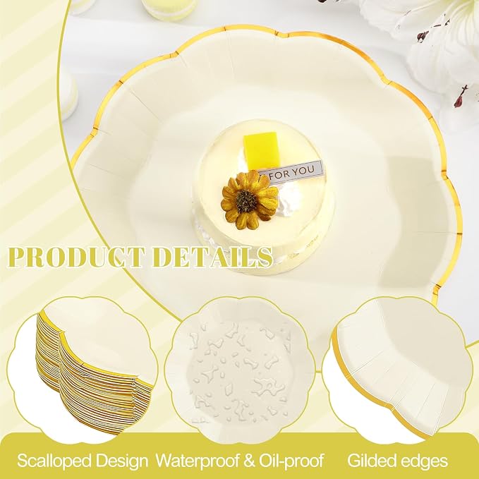 NatNarr 30 Pcs Cream Paper Plates, 9 Inch Ivory Paper Plates - Image 3