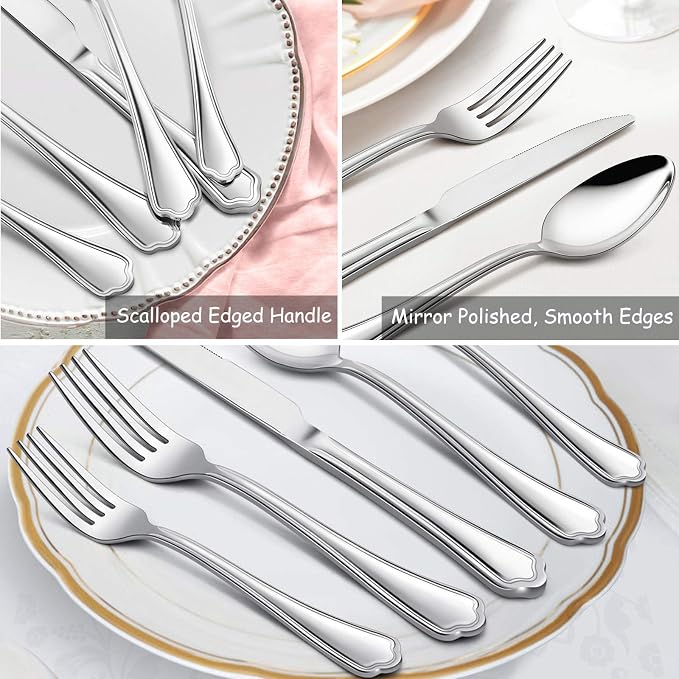 Dinner Forks Set of 12, E-far 7.9 Inch Stainless Steel Forks - Image 6