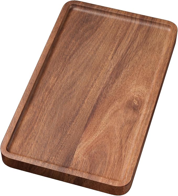 VERTORGAN Acacia Wood Serving Tray, 9.8x5.9 Inch Trays, Home Decor | Coffee by VERTORGAN