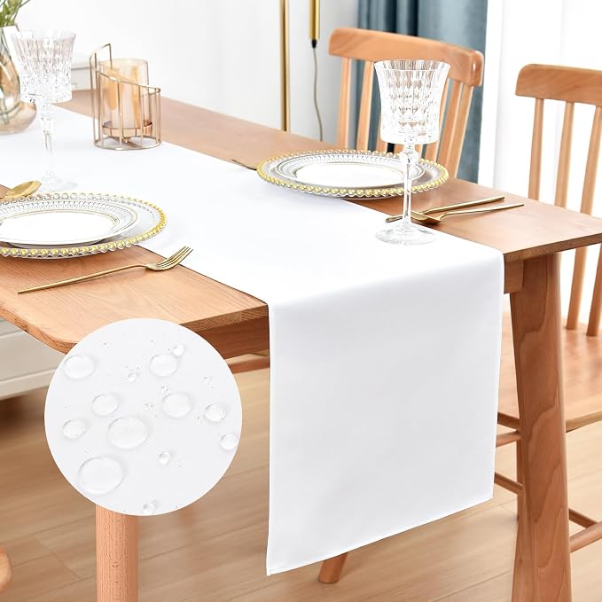 Faux Linen Table Runner Water Resistant 13 x 72 in, Coffee Table Runner by Nacuci
