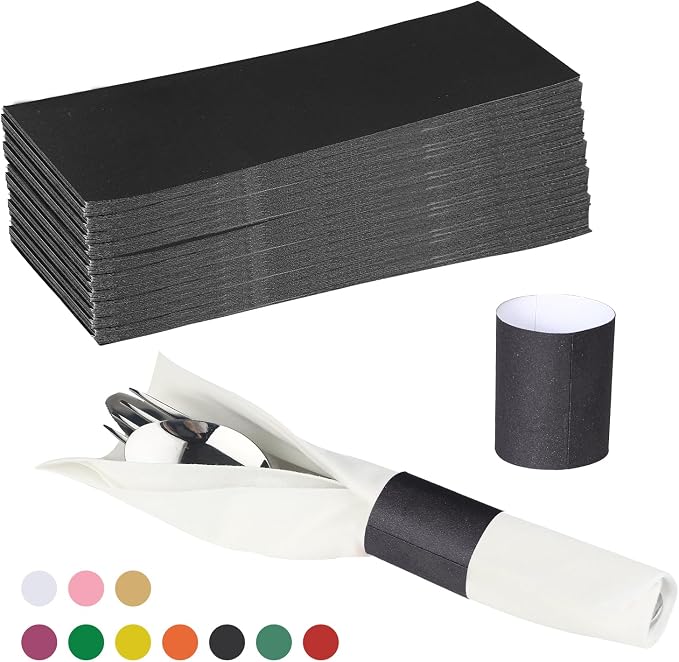 Germiwipe 500 Pcs Napkin Bands, Paper Napkin Rings Self-Adhesive, | Silverware by Germiwipe