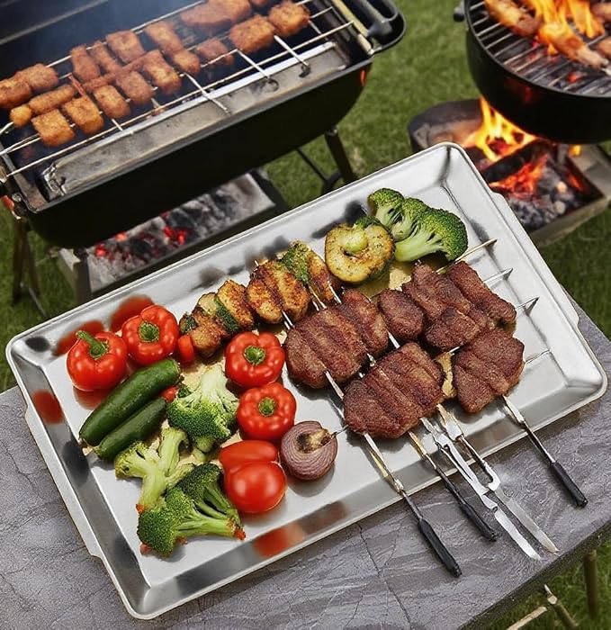 15.8" x 9.5" Large Serving Platters, Stainless Steel Heavy-Duty Large Serving - Image 5