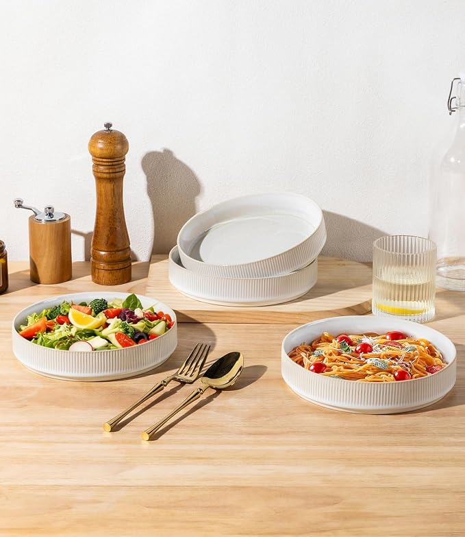 7.5" Ceramic Pasta Bowls Set of 4, Salad Bowls | Versatile Serving Bowls - Image 5