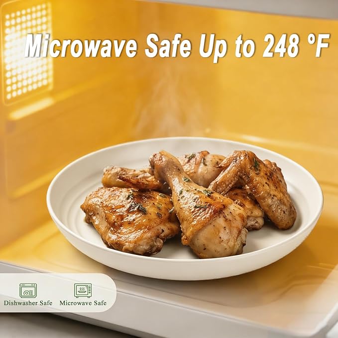 Wheat Straw Plates 9 Inch, Unbreakable & Reusable Plastic Plates Set of 8 - Image 4
