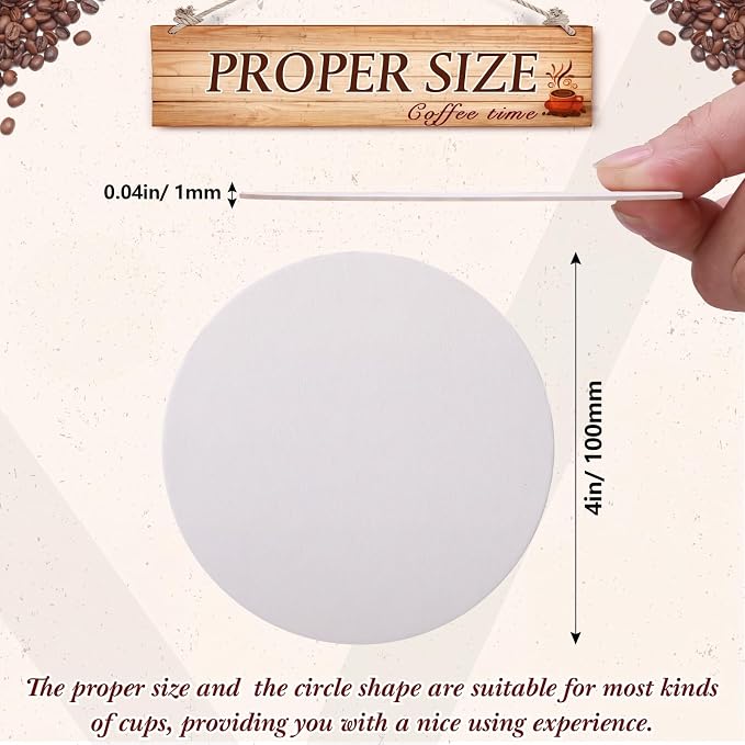 TaoBary 50 Pcs Round Cardboard Paper Coasters Bulk 1mm, 4 Inch Disposable - Image 3