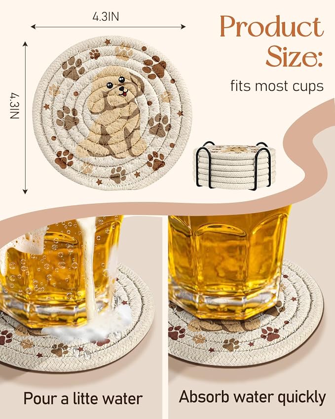 Absorbent Cup Coasters Set of 6 - Image 4