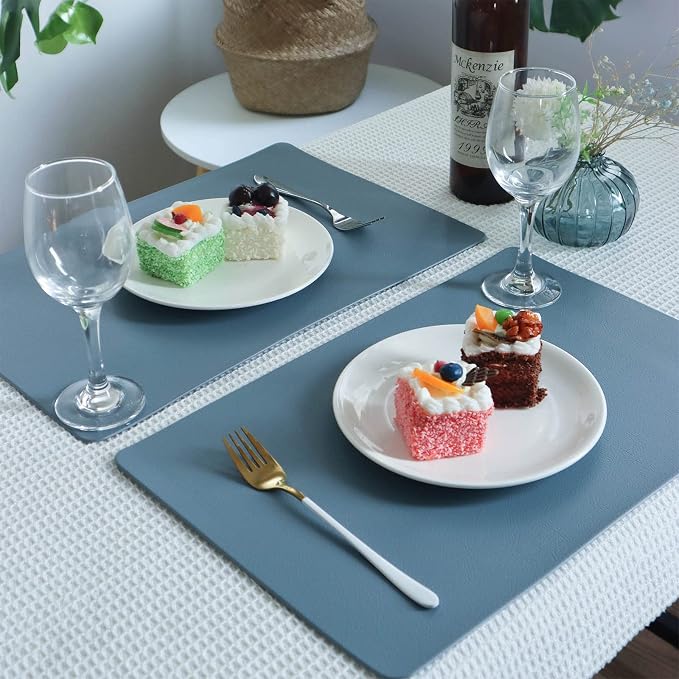 Vinjiasin Placemats Set of 4 Blue Leather Place Mats - Image 7