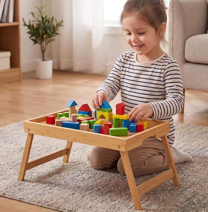 Bamboo Bed Tray Table with Foldable Legs, Breakfast Tray - Image 9