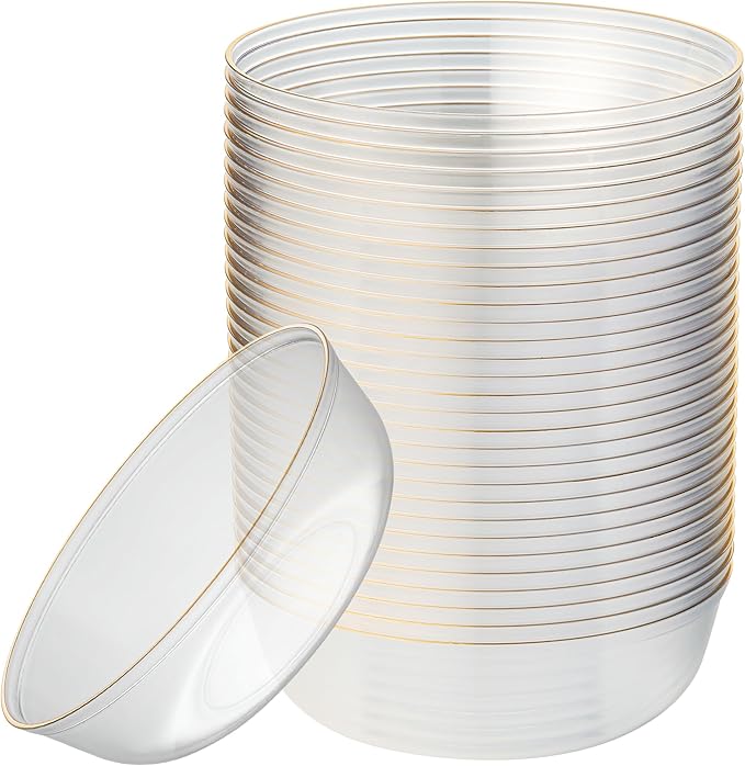 PLASTICPRO [30 Pack 16 OZ Bowls Edge Collection Clear by PLASTICPRO