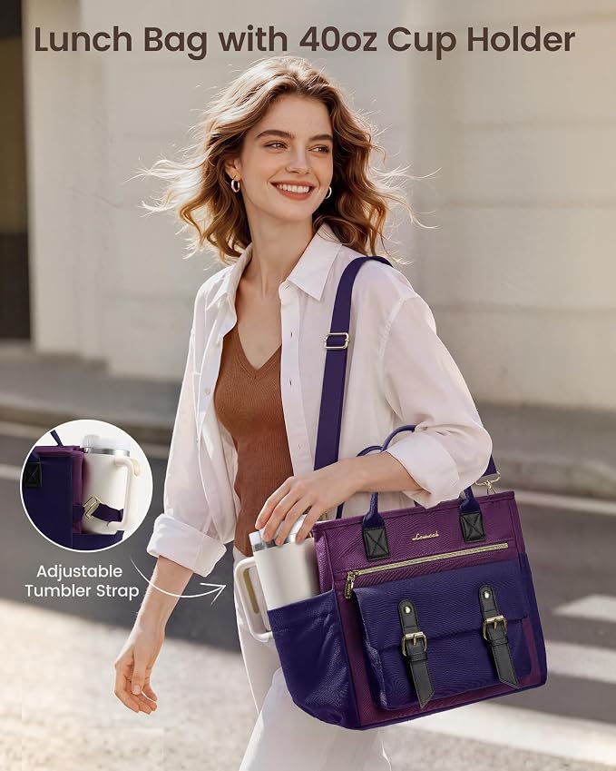 LOVEVOOK Insulated Lunch Bag Women, 21L X-Large Lunch Cooler Bag Lunch Tote | - Image 3