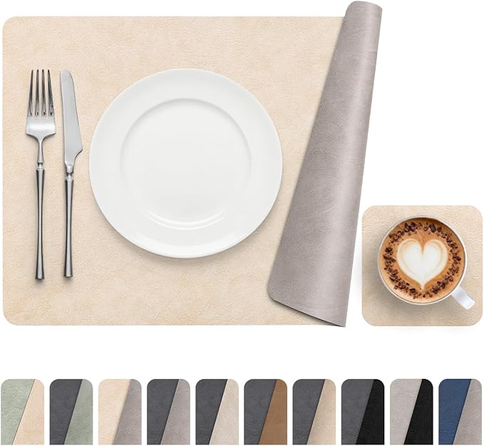 Vinyl Placemats Set of 6, Dual Sided Place Mats by Banchif