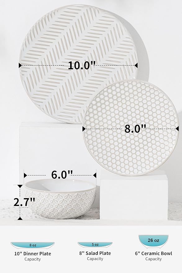 FOBENTA 18 Piece Embossed Dinnerware Sets - Image 2