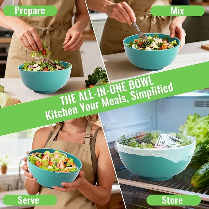 60 OZ Large Salad Bowls, Wheat Straw Camping Bowl Set of 6, Unbreakable Plastic - Image 7