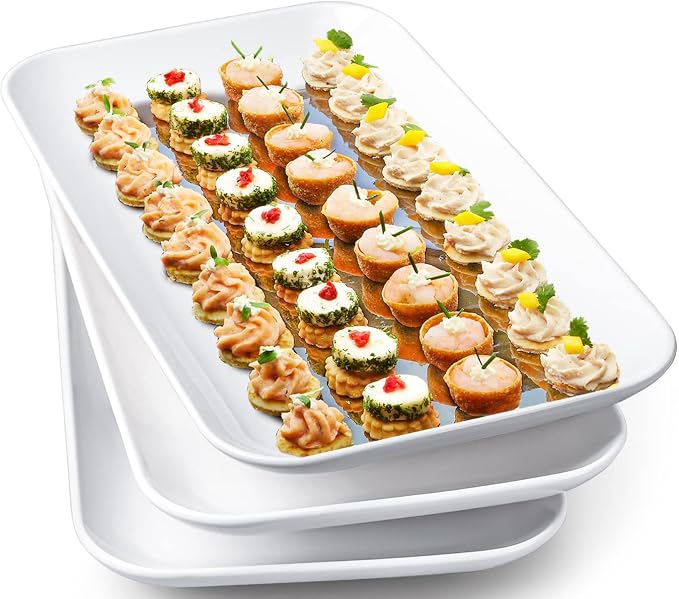 DELLING 14 Inch Large Serving Platter Set of 3, Rectangular Platters by Delling-HappyFoodieCreator
