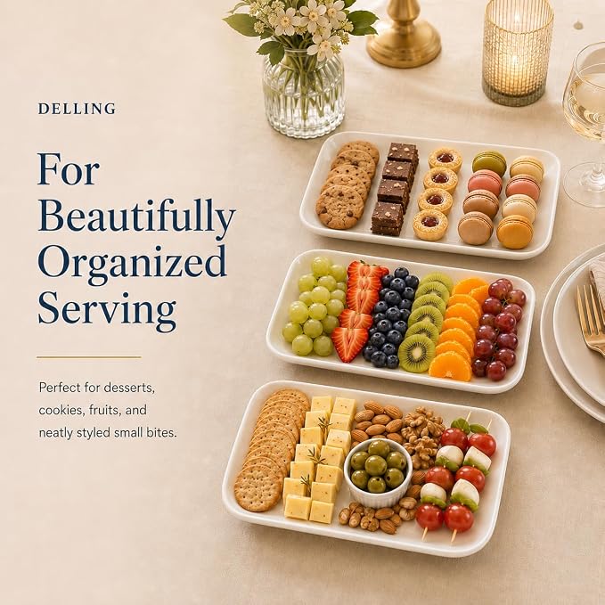 DELLING 12 Inch Serving Platter Set of 3, Porcelain Serving Trays - Image 6