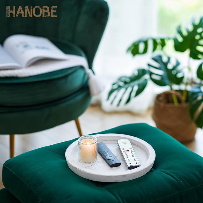 Hanobe Wooden Coffee Table Serving Tray, Farmhouse Candle Holder | 2pc Table - Image 4