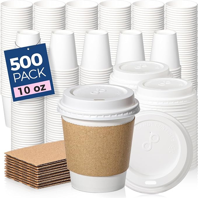 Fit Meal Prep 500 Pack 10 oz Disposable Coffee Cups by FMPBRANDS