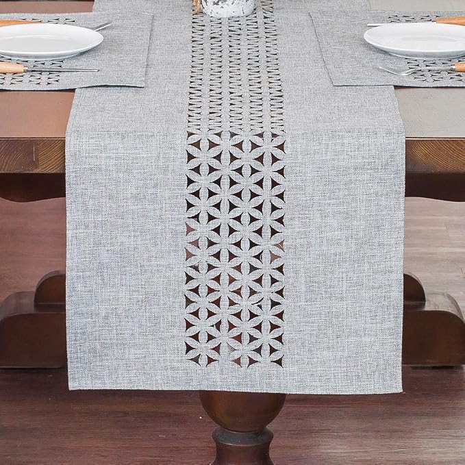 ARTABLE Gray Rectangle Fabric Table Runner Finished Edge 16 x 120 Inch | by ARTABLE