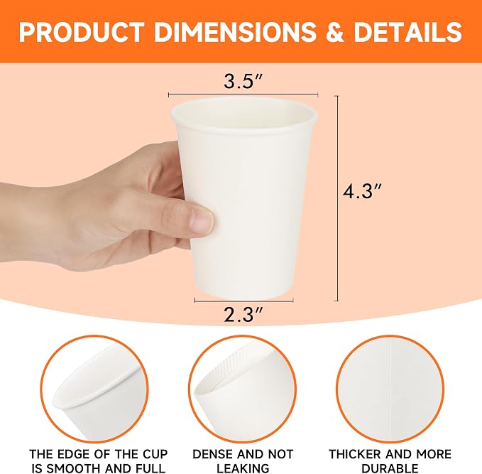 METAPRINT 500 Count 12 oz Disposable Paper Coffee Cups, and Events - Image 4