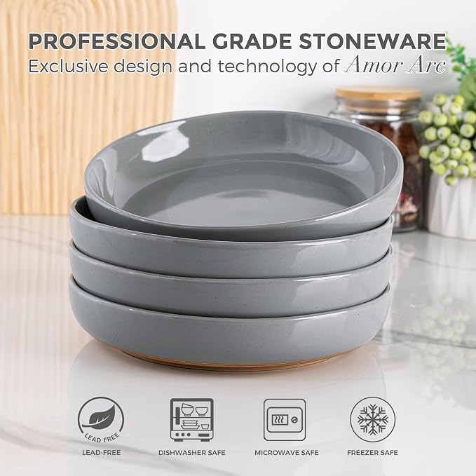 AmorArc 8.75'' Large Ceramic Pasta Bowls, 36oz Handpainted Stoneware Bowls Set - Image 3