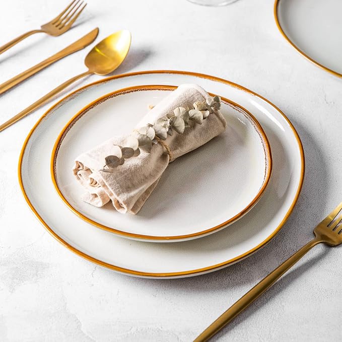 AmorArc Ceramic Dinner Plates Set of 6, 10.5 Inch Stoneware Plates Set | - Image 4