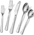 Silverware Set for 4, 20 Piece Flatware Set, 18/10 Stainless Steel | Hammered by KINGSTONE