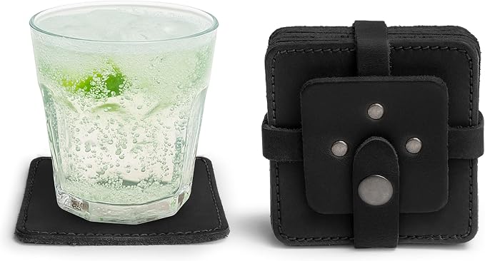 Hide & Drink Leather Coasters Set of 8, Premium Leather Table Protection by HideDrink