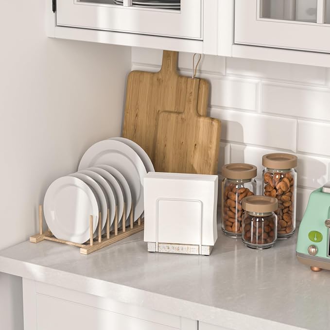 Wican Napkin Holder for Table, Wood Iron Standing Napkin Dispenser | Dining - Image 3